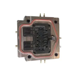 Metallspritzgussform mit mehreren Hohlräumen und komplexen Kanälen zur Herstellung elektrischer Steckverbindergehäuse.