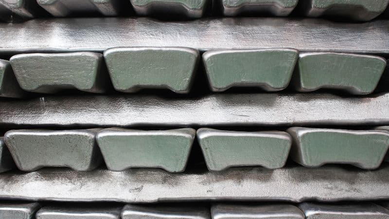 large stacks of aluminum ingots