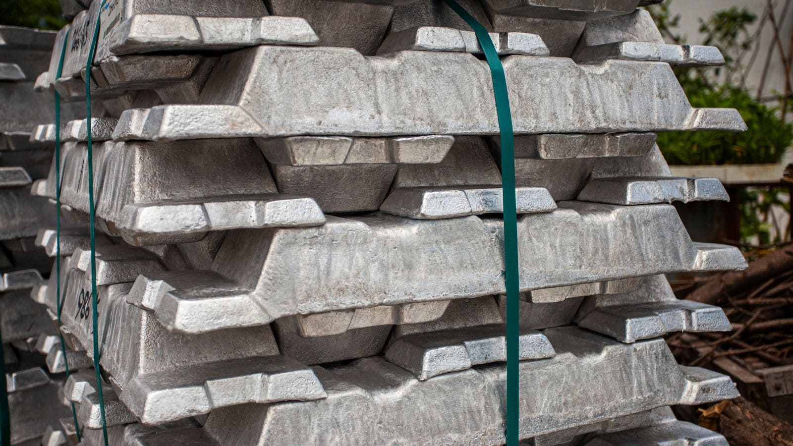 a stack of aluminum ingots for die casting