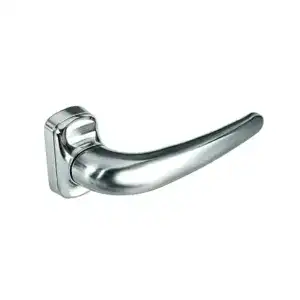 Close-up of a polished stainless steel door handle mold, showcasing smooth curves and reflective surface, used in die casting for door hardware manufacturing.