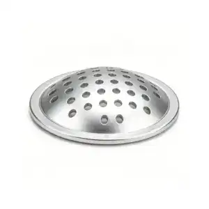Stainless steel drain grate with multiple circular holes, designed for bathroom drainage systems, durable and corrosion-resistant.