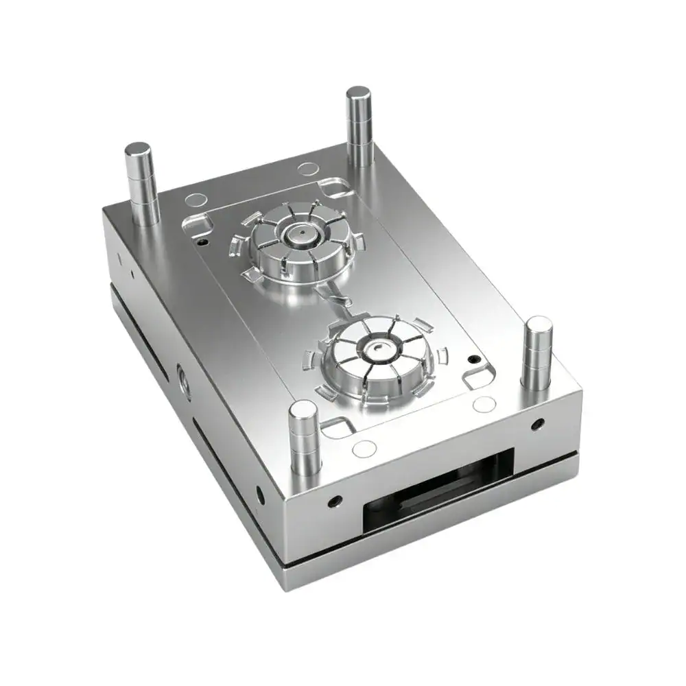 Metal die casting mold designed for manufacturing door handles with precision and durability.