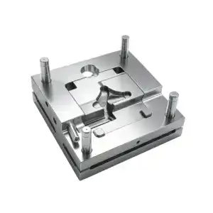 High-precision metal mold component used in casting and manufacturing processes, made of stainless steel with detailed features for industrial applications.
