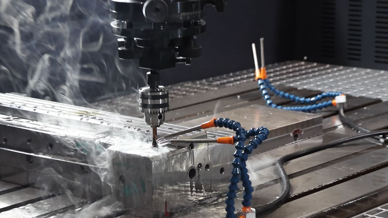 a die casting mold core component being machined from tool steel